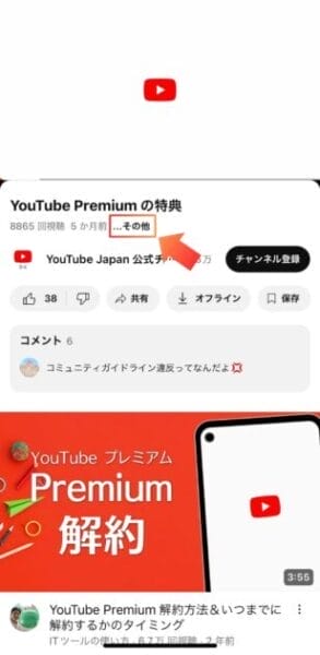 タイトル下の「その他」をタップしてください。