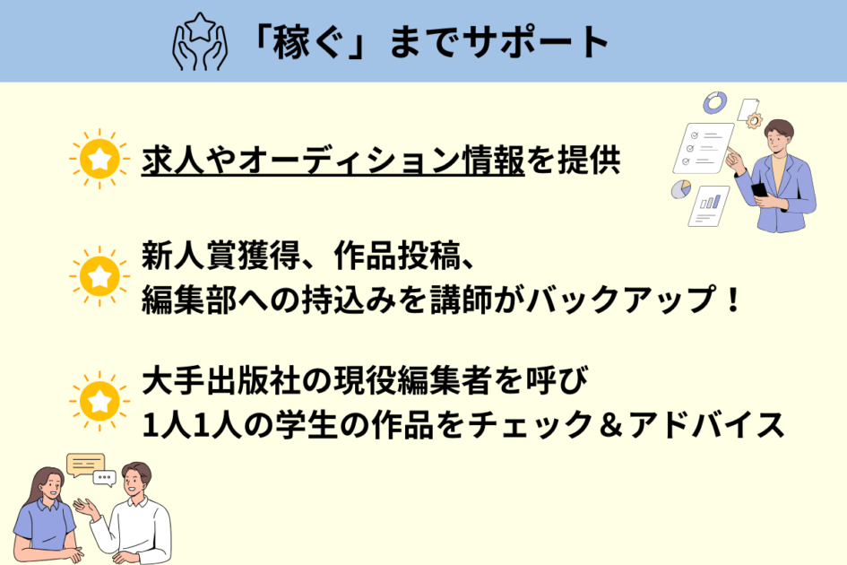 「稼ぐ」までサポート