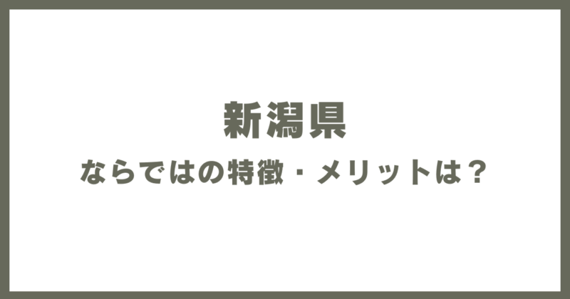 新潟県ならではの特徴・メリットは?