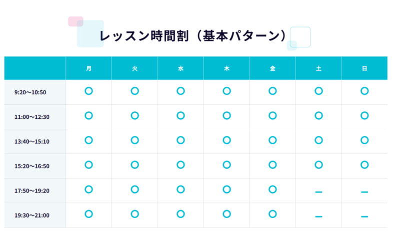 Winスクール　時間割